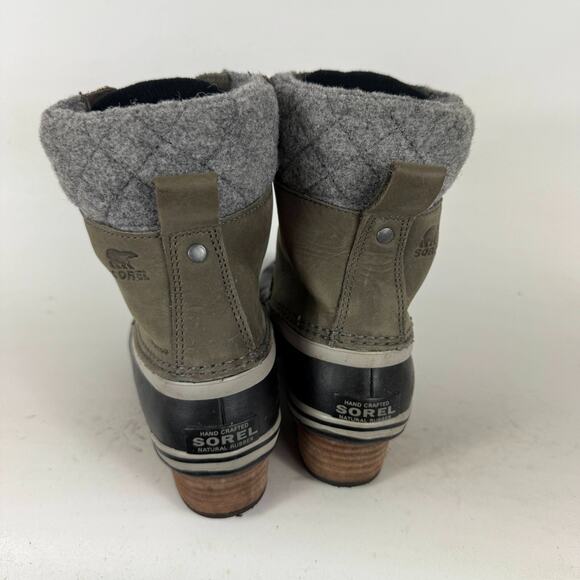 Sorel Slimpack II Snow Boots Women's 7 Green Black Waterproof Lace-Up Block Heel - Picture 7 of 10